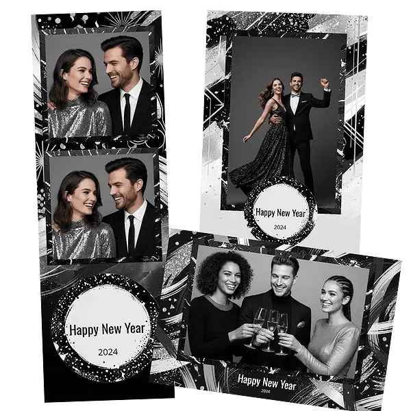 Design photobooth Modern Silver Brush Stroke Nye pour Vivabox et Miroir