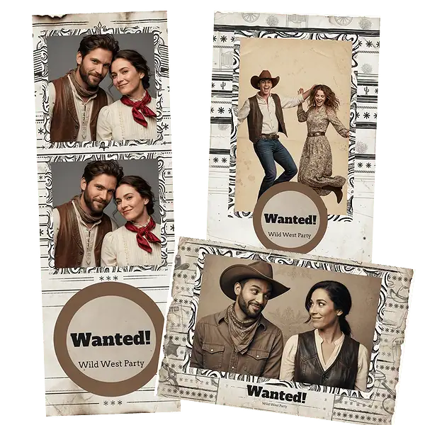 Design photobooth Western Wanted Poster pour Vivabox et Miroir