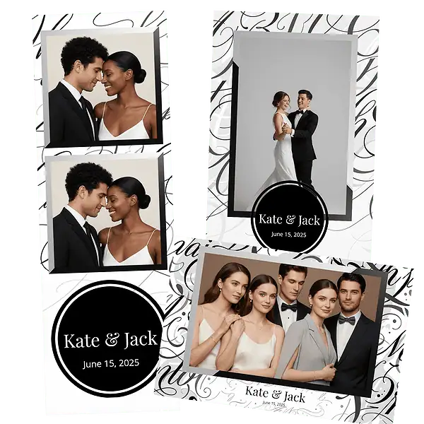 Design photobooth Minimalist Typographic Wedding pour Vivabox et Miroir