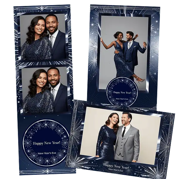 Design photobooth Glamorous Navy Starburst pour Vivabox et Miroir