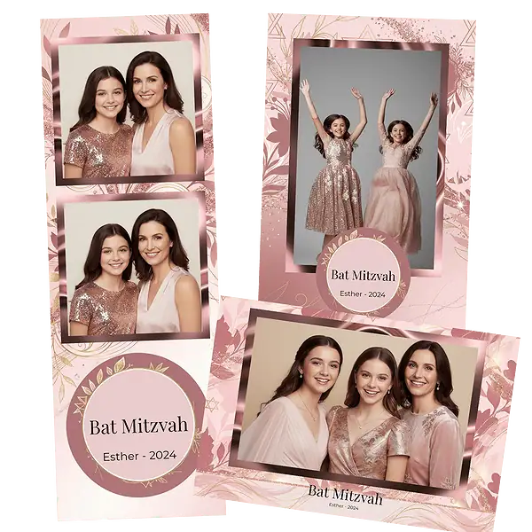 Design photobooth Elegant Rose Gold Bat Mitzvah pour Vivabox et Miroir