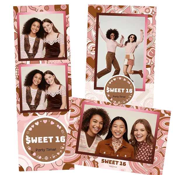 Design photobooth Pink Retro Sweet 16 pour Vivabox et Miroir