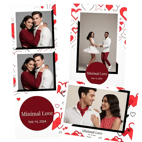 Design photobooth Minimal Love In Focus pour Vivabox et Miroir