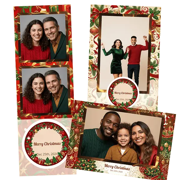 Design photobooth Red Holly Christmas Frame pour Vivabox et Miroir