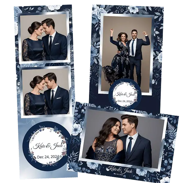 Design photobooth Midnight Blue Winter Floral pour Vivabox et Miroir