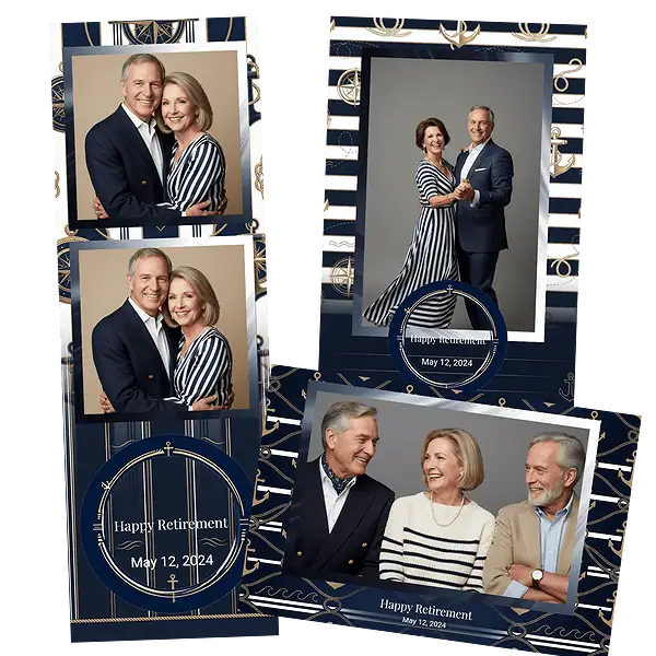 Design photobooth Nautical Navy Retirement 2 pour Vivabox et Miroir