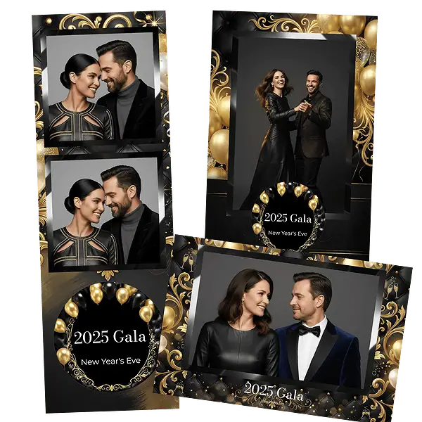 Design photobooth Luxurious Gold Gala pour Vivabox et Miroir