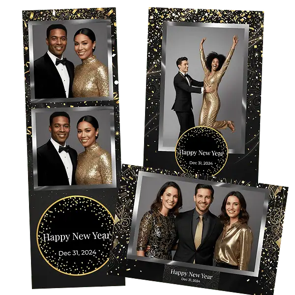 Design photobooth Elegant Dark New Year pour Vivabox et Miroir