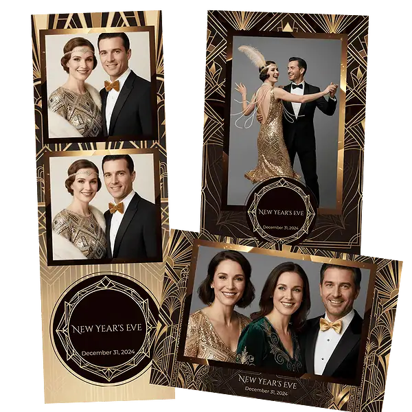 Design photobooth Gatsby Art Deco Gold pour Vivabox et Miroir