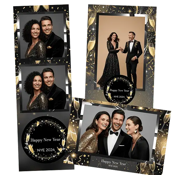 Design photobooth Glamorous Champagne Nye pour Vivabox et Miroir