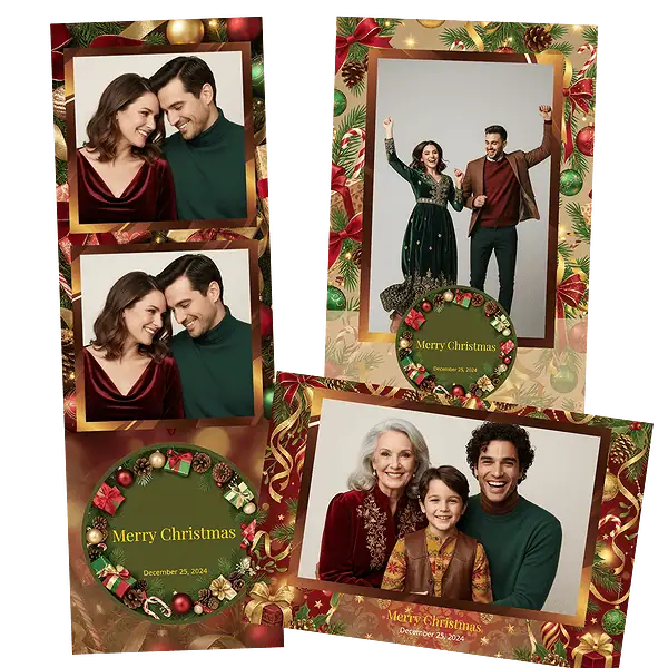 Design photobooth Red Plaid Christmas Presents pour Vivabox et Miroir