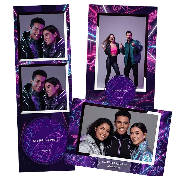 Design photobooth Neon Geometric Night pour Vivabox et Miroir
