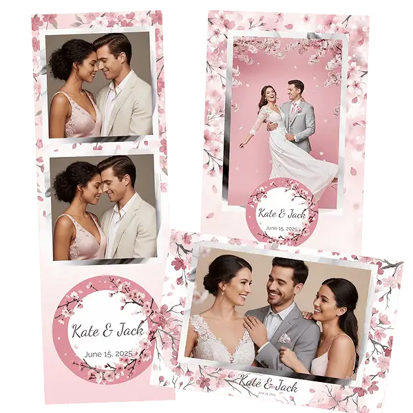 Design photobooth Romantic Cherry Blossom pour Vivabox et Miroir