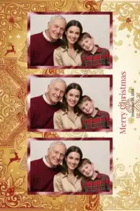 Variante format portrait 4x6, 3 photos et orientation paysage du design photobooth Green Holly Christmas Confetti pour Miroir Magique