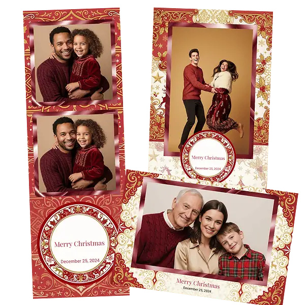 Design photobooth Green Holly Christmas Confetti pour Vivabox et Miroir