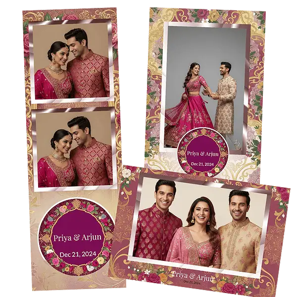 Design photobooth Magenta Floral Indian Wedding pour Vivabox et Miroir
