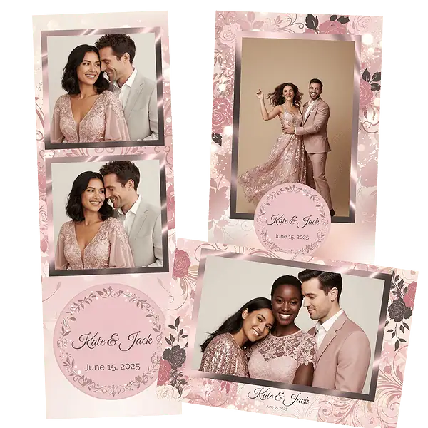 Design photobooth Blush Pink Romance pour Vivabox et Miroir