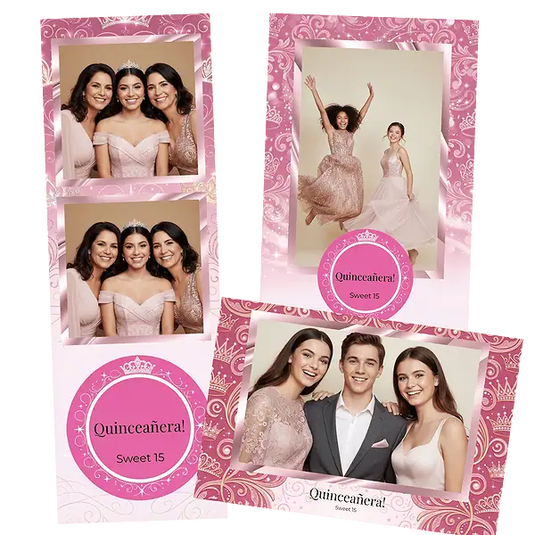 Design photobooth Pink Princess Quinceaera pour Vivabox et Miroir