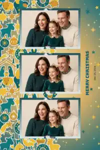 Variante format portrait 4x6, 3 photos et orientation paysage du design photobooth Golden Nativity Scene Christmas pour Miroir Magique