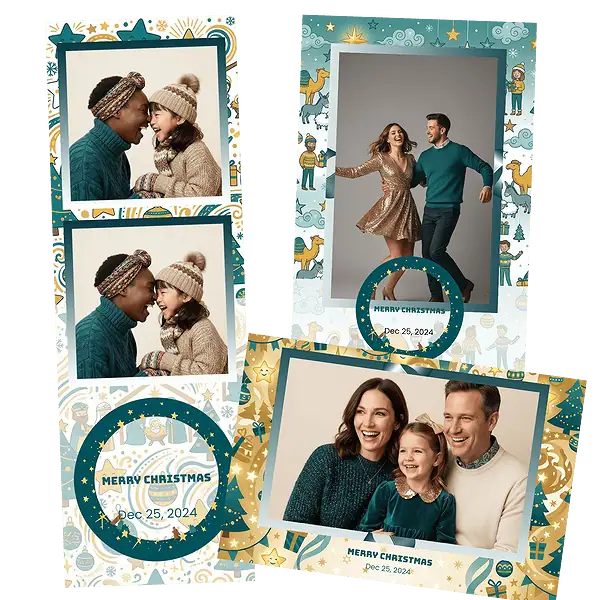 Design photobooth Golden Nativity Scene Christmas pour Vivabox et Miroir