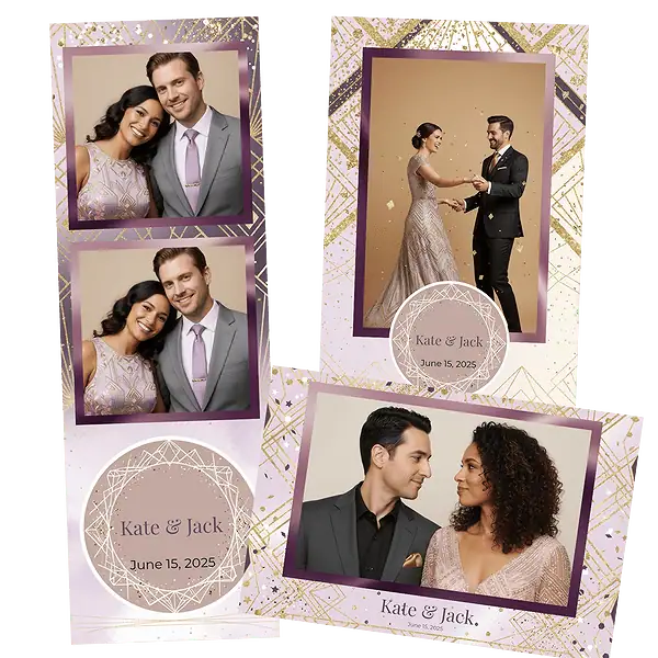 Design photobooth Lavender Gold Geometric pour Vivabox et Miroir