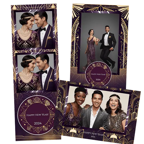 Design photobooth Purple Art Deco Gatsby pour Vivabox et Miroir