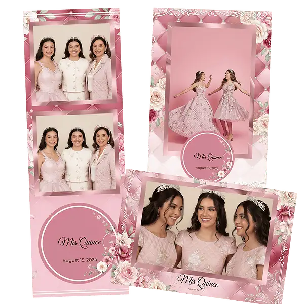 Design photobooth Pink Quilted Quinceaera pour Vivabox et Miroir
