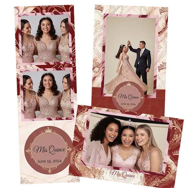 Design photobooth Elegant Rose Gold Quinceaera pour Vivabox et Miroir