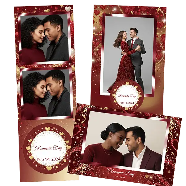 Design photobooth Romantic Red Glitter Heart pour Vivabox et Miroir