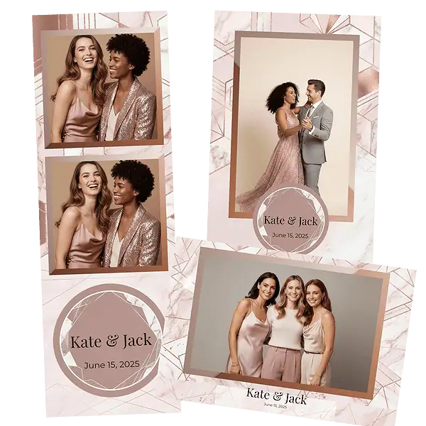 Design photobooth Rose Gold Geometric Marble pour Vivabox et Miroir