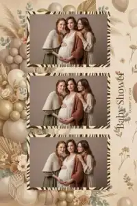 Variante format portrait 4x6, 3 photos et orientation paysage du design photobooth Boho Neutral Floral pour Miroir Magique