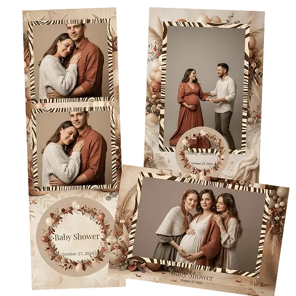 Design photobooth Boho Neutral Floral pour Vivabox et Miroir