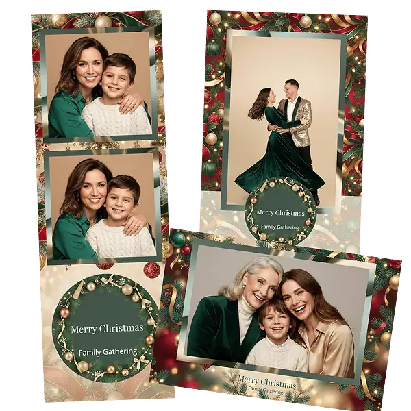 Design photobooth Red And Gold Christmas Presents pour Vivabox et Miroir