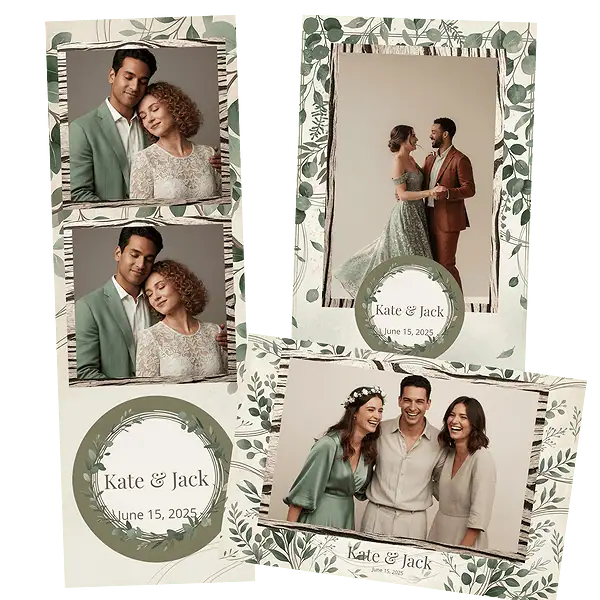 Design photobooth Rustic Eucalyptus Wedding pour Vivabox et Miroir