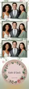 Variante bande 2x6, 3 photos et orientation paysage du design photobooth Geometric Eucalyptus Wedding pour Vivabox