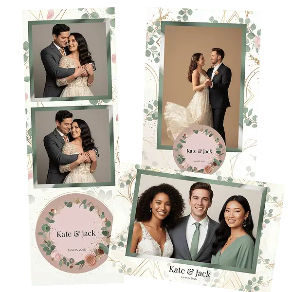 Design photobooth Geometric Eucalyptus Wedding pour Vivabox et Miroir