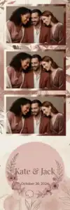 Variante bande 2x6, 3 photos et orientation paysage du design photobooth Dusty Rose Boho Floral pour Vivabox