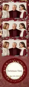 Variante bande 2x6, 3 photos et orientation paysage du design photobooth Red Wood Christmas Glitter pour Vivabox