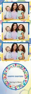 Variante bande 2x6, 3 photos et orientation paysage du design photobooth Playful Pastel Easter pour Vivabox