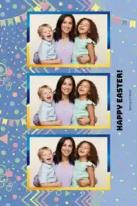 Variante format portrait 4x6, 3 photos et orientation paysage du design photobooth Playful Pastel Easter pour Miroir Magique