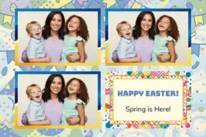 Variante format paysage 6x4, 3 photos et orientation paysage du design photobooth Playful Pastel Easter pour Vivabox