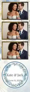 Variante bande 2x6, 3 photos et orientation paysage du design photobooth Elegant Watercolor Gold Geometric pour Vivabox