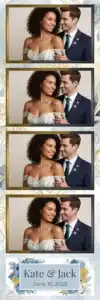 Variante bande 2x6, 4 photos et orientation paysage du design photobooth Elegant Watercolor Gold Geometric pour Vivabox