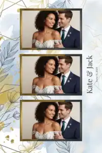 Variante format portrait 4x6, 3 photos et orientation paysage du design photobooth Elegant Watercolor Gold Geometric pour Miroir Magique