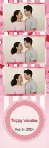 Variante bande 2x6, 3 photos et orientation paysage du design photobooth Pink Stripe Romance pour Vivabox