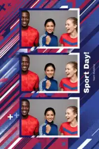 Variante format portrait 4x6, 3 photos et orientation paysage du design photobooth Modern Sport Day Event pour Miroir Magique