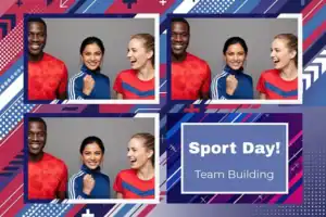 Variante format paysage 6x4, 3 photos et orientation paysage du design photobooth Modern Sport Day Event pour Vivabox