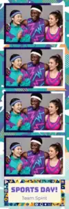 Variante bande 2x6, 4 photos et orientation paysage du design photobooth Retro Geometric Sports Day pour Vivabox