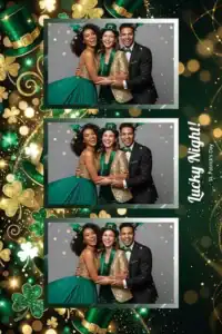 Variante format portrait 4x6, 3 photos et orientation paysage du design photobooth St Patricks Lucky Night pour Miroir Magique