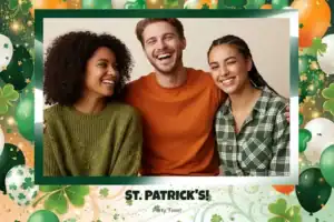 Variante format paysage 6x4, 1 photo et orientation paysage du design photobooth St Patricks Day Balloon Party pour Vivabox